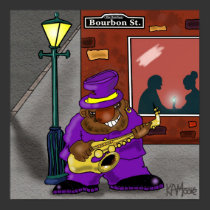 Poster "Blowin' on Bourbon" - by Kev Moore posters