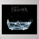 Poster- Blue Relax X-Ray Skeleton Bath Time posters