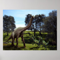 Poster ~ Brachiosaurus Attacked by Velociraptors