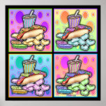 Poster, Canvas - Pop Art Hot Dog with Chips and a  posters