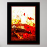 Poster Famous Artists 'Poppies' oil on canvas 4 posters