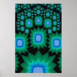 Poster: Fractal Explosions: Trippy: Blue Green posters