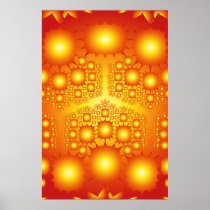 Poster: Gold Fractal Sunbursts: Vector Artwork