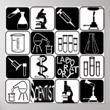 POSTER LABORATORY SCIENTIST SYMBOLS AND TOOLS