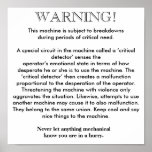 Poster - Machine Breakdown Warning posters