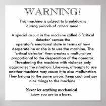 Poster - Machine Breakdown Warning