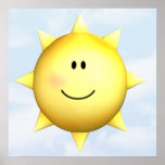 Poster mural happy face sunshine 23x23 customise posters