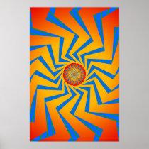 Poster: Orange & Blue Spiral Pattern: Vector Art