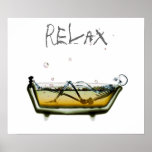 Poster- Orig Neg Relax X-Ray Skeleton Bath Time posters