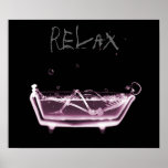 Poster- Pink Relax X-Ray Skeleton Bath Time