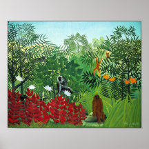 Poster/Print: Tropical Forest with Monkeys