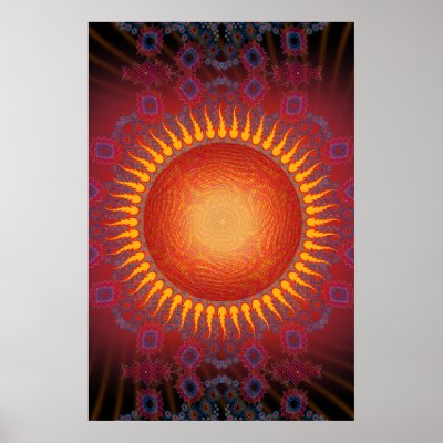 Poster: Psychedelic Sun: Spiral Fractal Design by spiritswitchboard