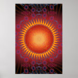 Poster: Psychedelic Sun: Spiral Fractal Design