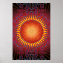 Poster: Psychedelic Sun: Spiral Fractal Design