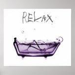 Poster- Purple Relax X-Ray Skeleton Bath Time