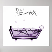 Poster- Purple Relax X-Ray Skeleton Bath Time
