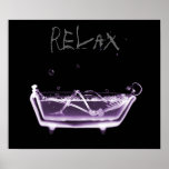 Poster- Purple Relax X-Ray Skeleton Bath Time