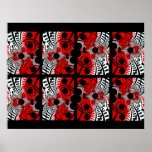 Poster Red Ventra 8 Panel Abstract