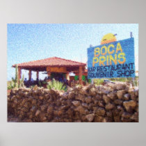 Poster, Seurat Style Caribbean Bar Scene