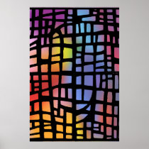 Poster: Stained Glass: Inside View: Vector Drawing