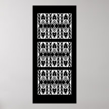 Poster Vintage Indian Print Black White Panel Long