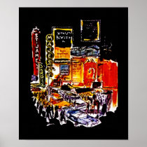 POSTER VINTAGE NEW YORK CITY THEATRE DISTRICT