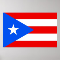 Poster with Flag of Puerto Rico, U.S.A.