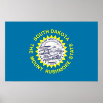 Poster with Flag of South Dakota, U.S.A.