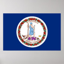 Poster with Flag of Virginia, U.S.A.