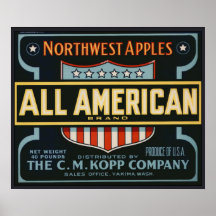Poster with Vintage Apple Crate Label Print