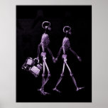 Poster- X-Ray Skeleton Couple Travelling Blk Purp posters