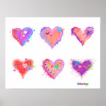 Posters, Prints - Pop Art Crazy Hearts 2