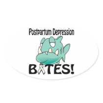 Postpartum Depression BITES Oval Stickers