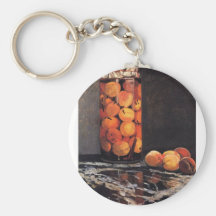 Pot of Peaches by Claude Monet Key Chain