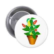 Pot with red and yellow pepper plant pins