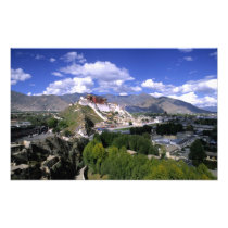 Potala Palace on mountain range from aher
