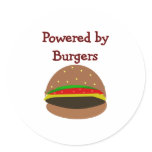 "Powered by Burgers"--funny Hamburger Lover Gifts stickers