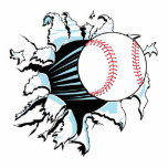 powerful baseball ripping through photo sculpture