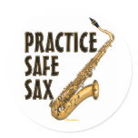 Practice Safe Sax - Tenor Round Stickers