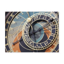prague astronomical clock postcard