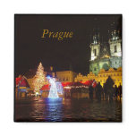 Prague on Christmas Night Square Magnet