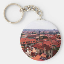 Prague Red Roofs Keychain