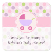 Pram and Polka Dots Baby Shower Sticker