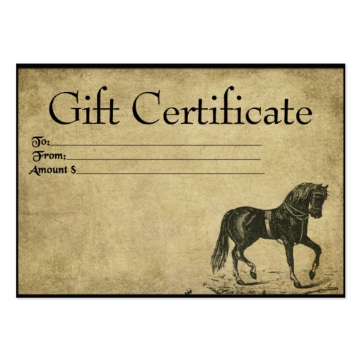 Prancing Horse- Prim Gift Certificate Cards | Zazzle