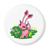 Prancing pink Aisha through flowers magnets