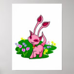 Prancing pink Aisha through flowers posters