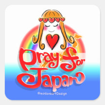 pray for JAPAN 2 sticker-2 w/Love 正方形シール・ステッカー