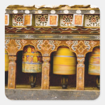 Prayer Wheels, Mani Wheel at Trongsa Dzong, Square Sticker