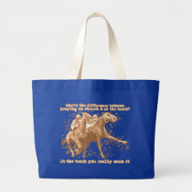 Praying at horse races canvas bag