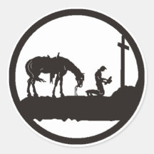 praying cowboy stickers